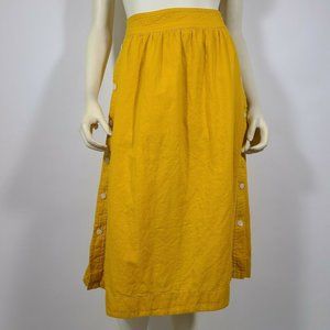 MADEWELL Mustard Yellow Button Midi Skirt - 0